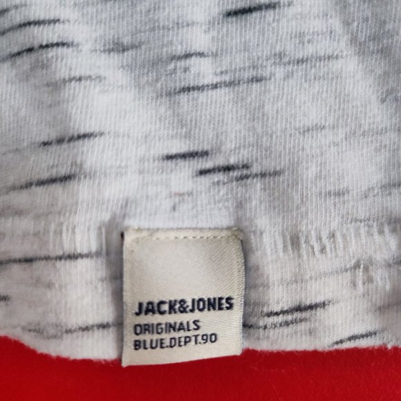 Jack & Jones Original 1/4 button up T-shirt white grey men's size L - Picture 5 of 5